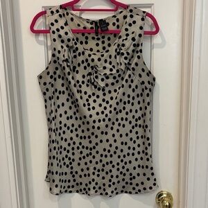 New Directions Cream and Black Polka Dot Blouse